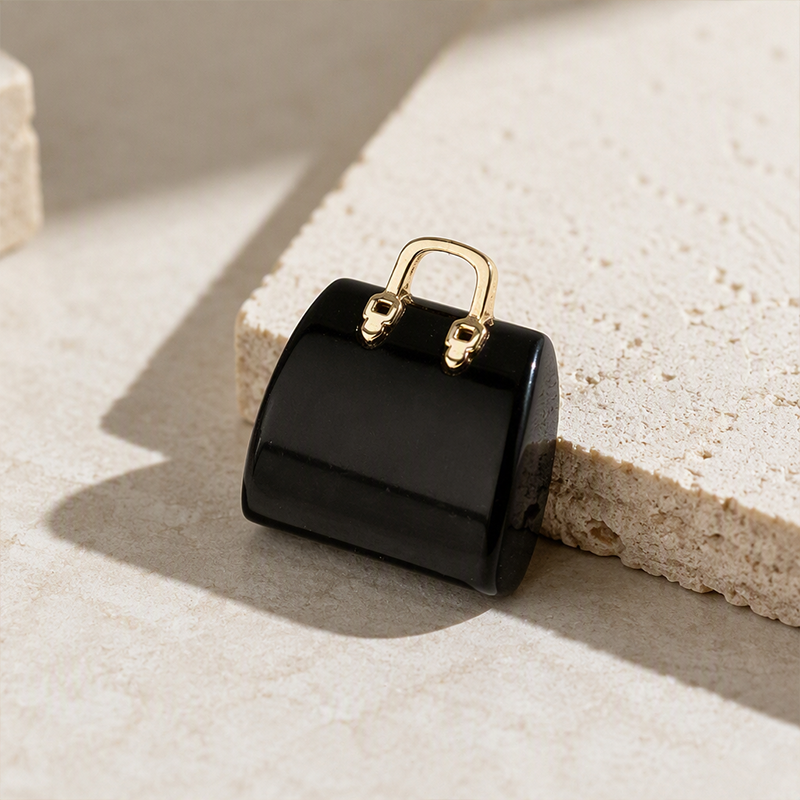 Miniature Elegant Stone Handbag Ornament