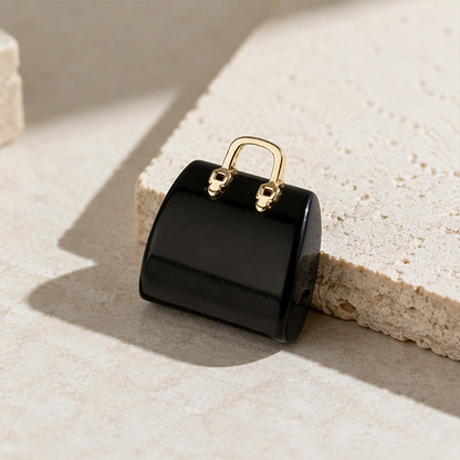 Miniature Elegant Stone Handbag Ornament