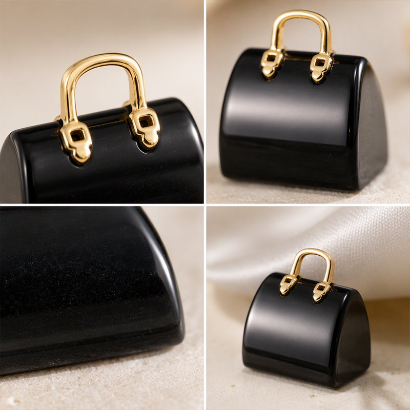 Miniature Elegant Stone Handbag Ornament