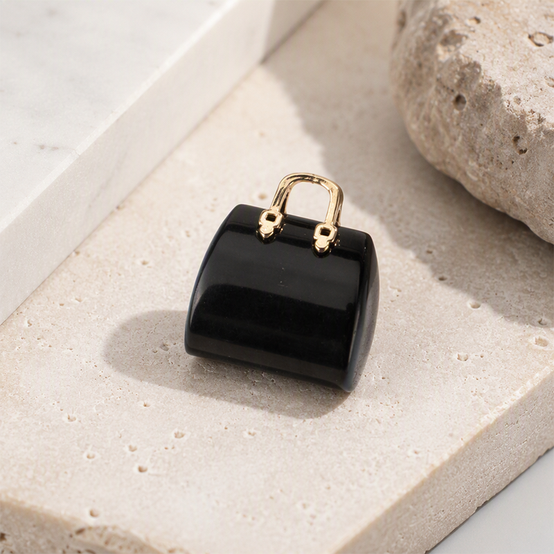 Miniature Elegant Stone Handbag Ornament