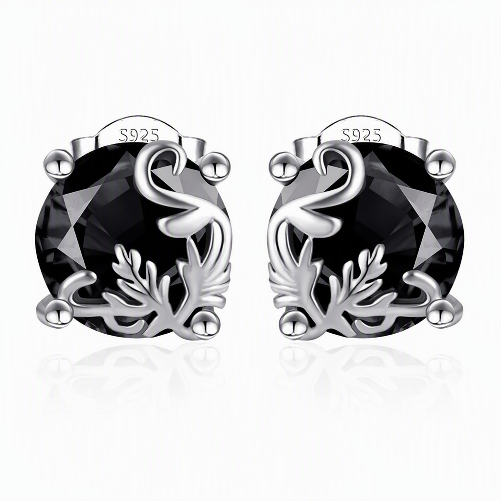 🖤 Gothic Vine Stud Earrings: S925 Silver, Black Zirconia, Hypoallergenic, Lightweight, Vintage Gothic Style