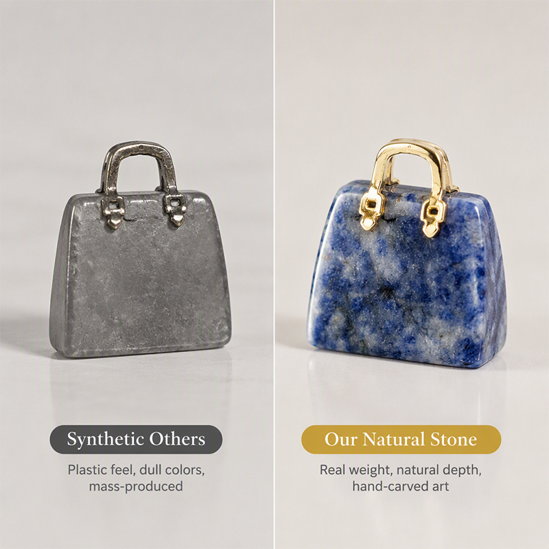 Miniature Elegant Stone Handbag Ornament