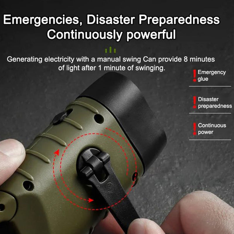 🔦50% OFF NOW! Stay Lit Anywhere! No-Battery Solar Crank Flashlight‑Hand Crank Emergency Torch, Solar Powered Survival Light for Camping, Hiking & Power Outages