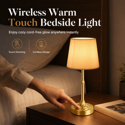⏳🔥LIMITED-TIME 50% OFF! ⏰Rechargeable Fabric and Metal LED Bedside Lamp with Touch Control 5200mAh Battery USB Warm Light Decorative Atmosphere Night Light