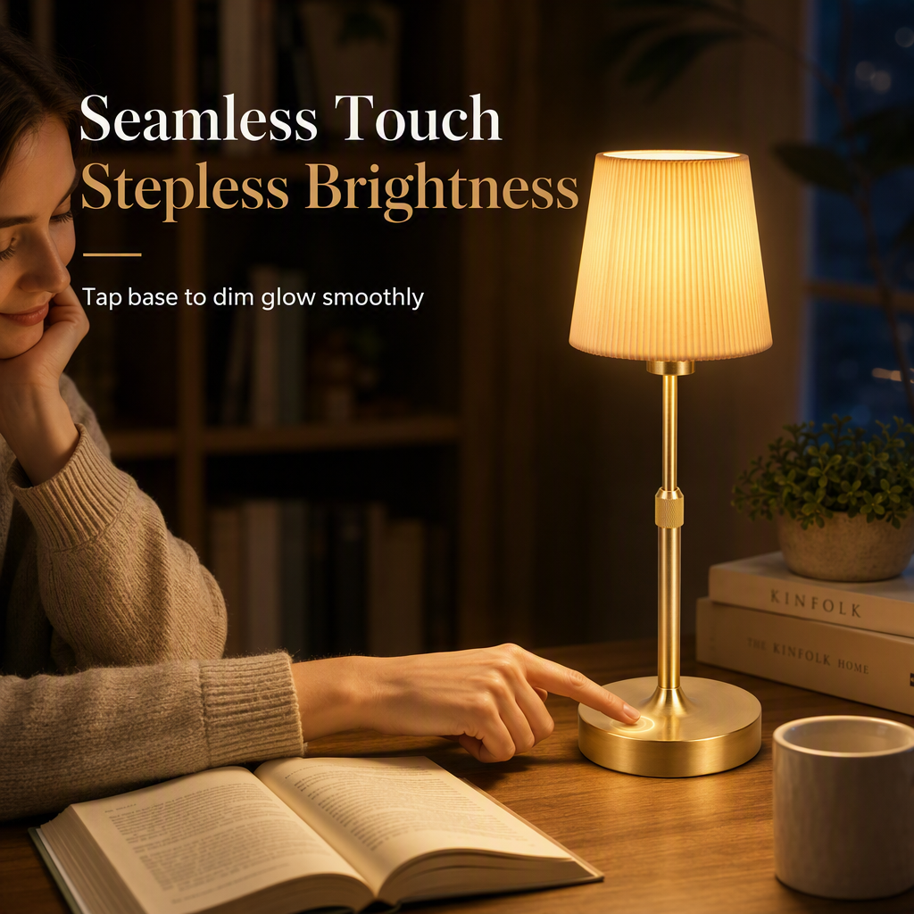 ⏳🔥LIMITED-TIME 50% OFF! ⏰Rechargeable Fabric and Metal LED Bedside Lamp with Touch Control 5200mAh Battery USB Warm Light Decorative Atmosphere Night Light