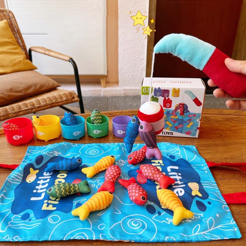 🥳2026 HOT SALE🥳💞50K+ SOLD! 🎣🧸 50% OFF! Toddler Cloth Fishing Toy Set with Stacking Cups – cloth fish, 5 stacking cups, colour & number learning. Safe, BPA-free & portable! 🛡️✅