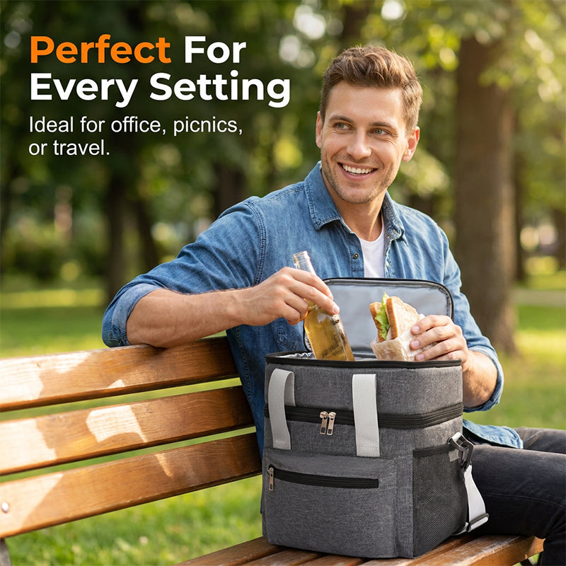 🍱✨ Double-Layer Insulated Lunch Bag – 50% OFF! Triple-layer thermal retention, dual compartments, shoulder strap – fresh meals anywhere. 💼