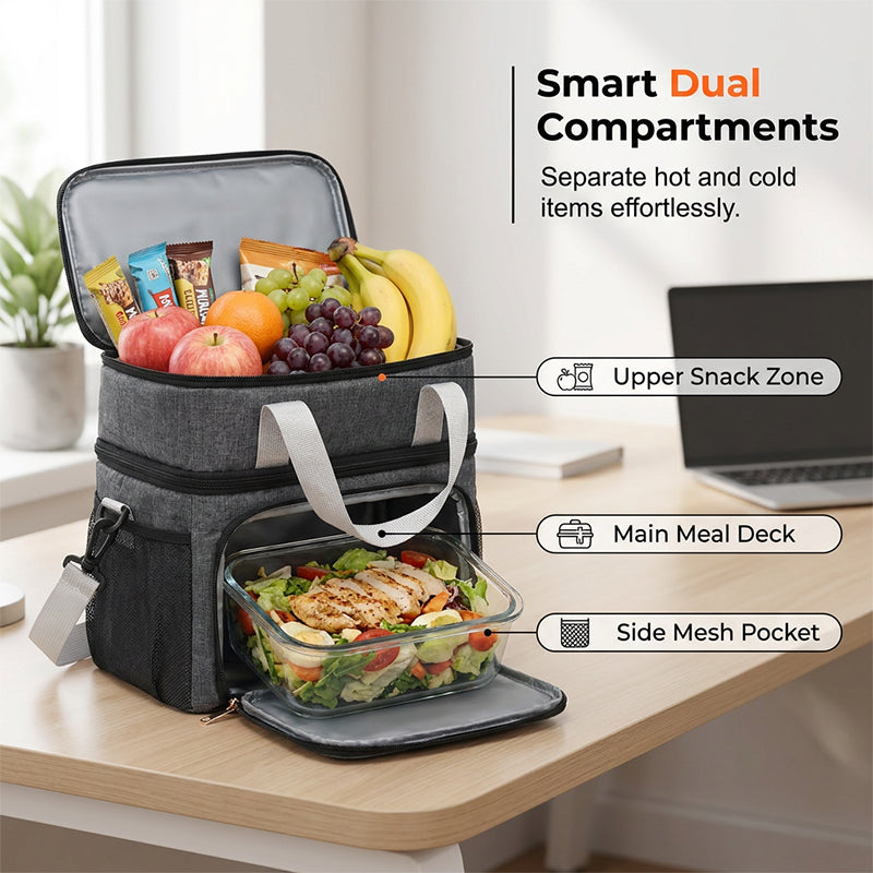 🍱✨ Double-Layer Insulated Lunch Bag – 50% OFF! Triple-layer thermal retention, dual compartments, shoulder strap – fresh meals anywhere. 💼