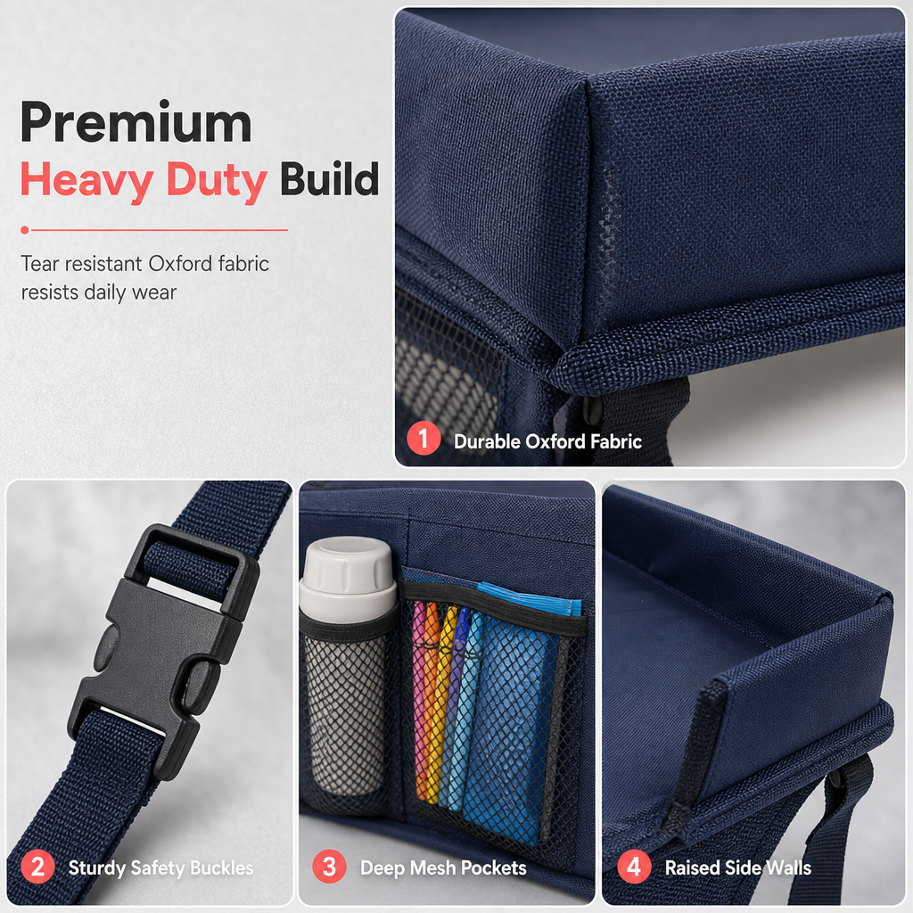 ⏳Time-Limited Special⏰Kids Car Seat Travel Tray – Drawing Board & Storage Organizer 🎨