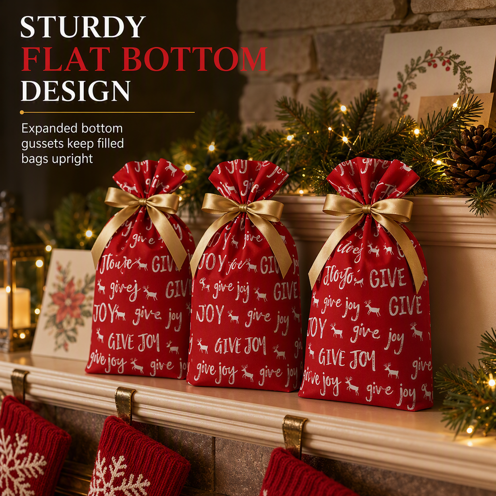 ⏳Limited-time 50% off⏰Christmas Drawstring Gift Bags with Ribbon (50 Pcs)🎄🎁