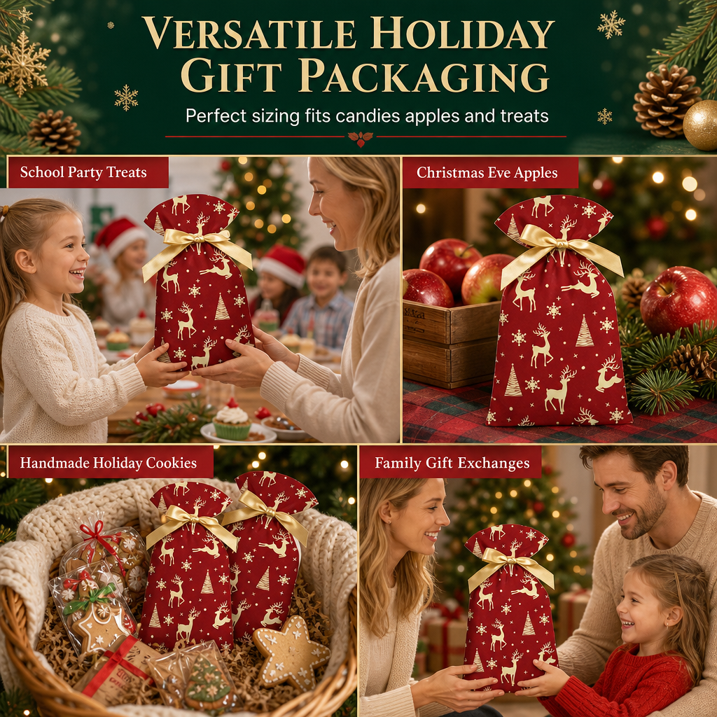 ⏳Limited-time 50% off⏰Christmas Drawstring Gift Bags with Ribbon (50 Pcs)🎄🎁