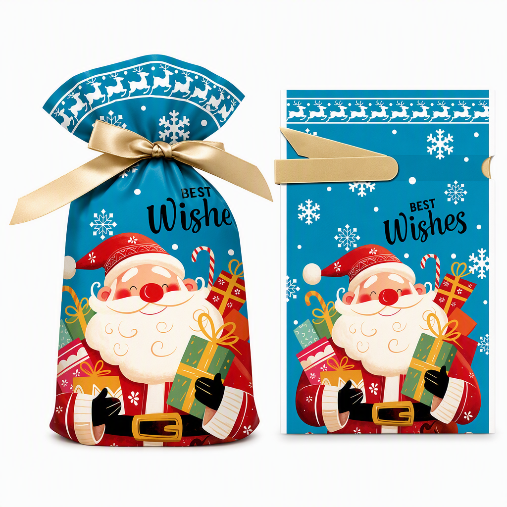 ⏳Limited-time 50% off⏰Christmas Drawstring Gift Bags with Ribbon (50 Pcs)🎄🎁