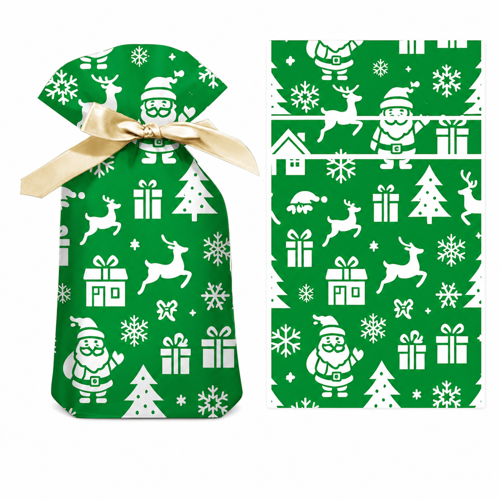 ⏳Limited-time 50% off⏰Christmas Drawstring Gift Bags with Ribbon (50 Pcs)🎄🎁