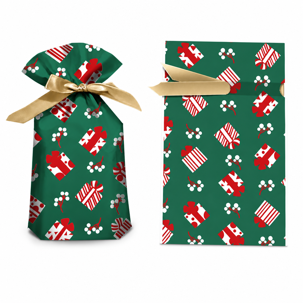 ⏳Limited-time 50% off⏰Christmas Drawstring Gift Bags with Ribbon (50 Pcs)🎄🎁