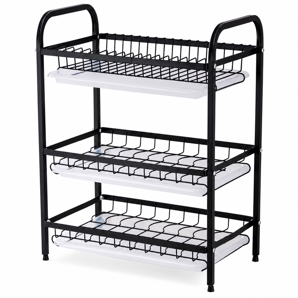 Kitchen Countertop Dish Drying Rack and Bowl Plate Storage Organizer Shelf for Small Spaces