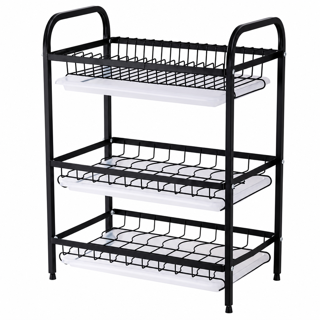 Kitchen Countertop Dish Drying Rack and Bowl Plate Storage Organizer Shelf for Small Spaces