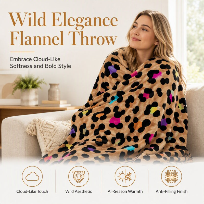 🛋️ Ultra-Soft Leopard Print Throw Blanket – Cozy & Stylish Home Comfort ✨