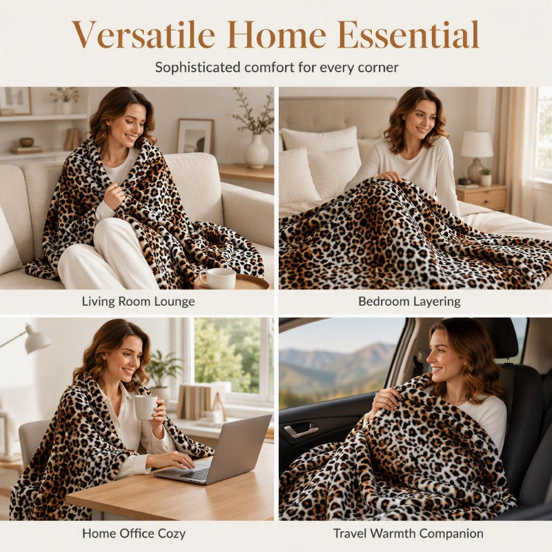🛋️ Ultra-Soft Leopard Print Throw Blanket – Cozy & Stylish Home Comfort ✨