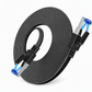 Cat8 Flat Ethernet Cable 40Gbps Shielded Black Braided Network Cord with Oxygen-Free Copper and Blue Connectors