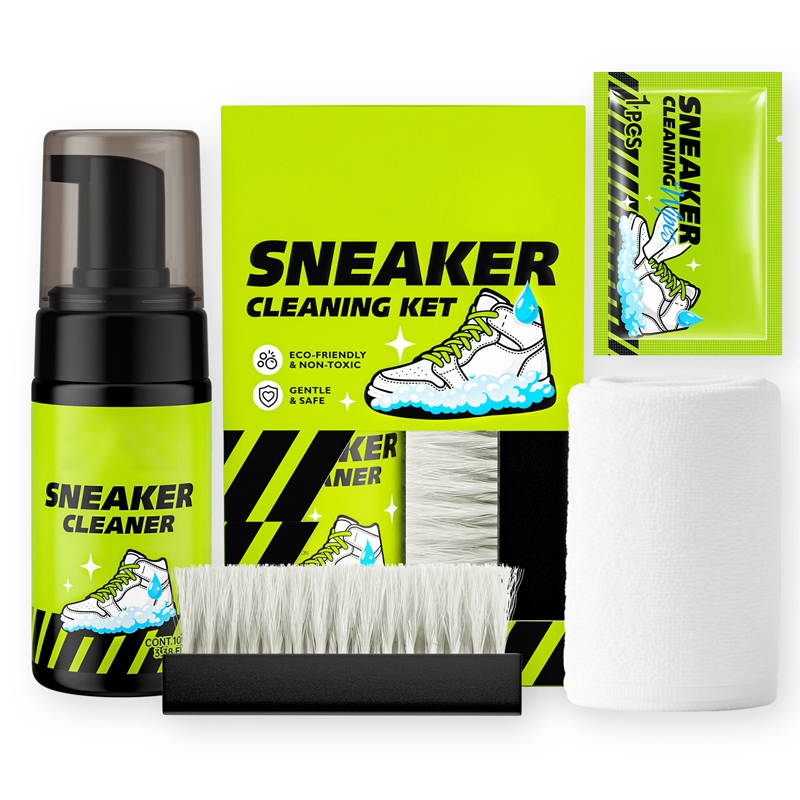 ⏳🔥LIMITED-TIME 50% OFF! ⏰4-Piece Sneaker Cleaning Kit – Foam Cleaner, Brush, Towel & Wipe