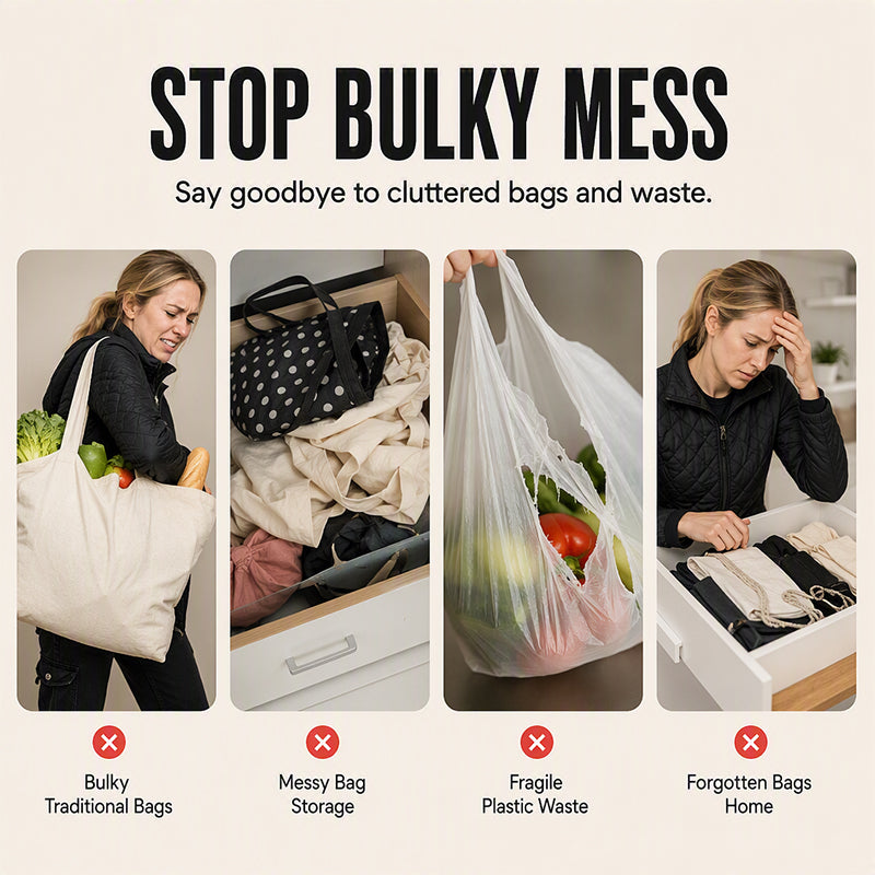 🛍️ Save 50%! ♻️ Roll-Up Shopping Bag – Twist storage, 15kg load & palm-sized ✨