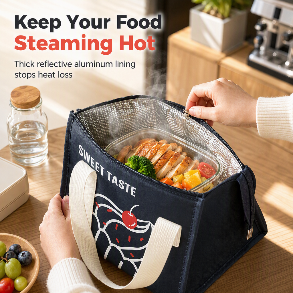 🥗 Keep Meals Fresh All Day! Insulated Thickened Lunch Bag