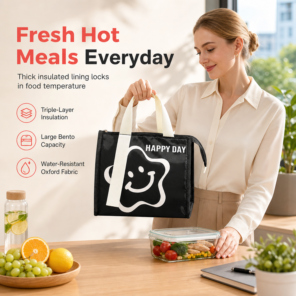 🥗 Keep Meals Fresh All Day! Insulated Thickened Lunch Bag
