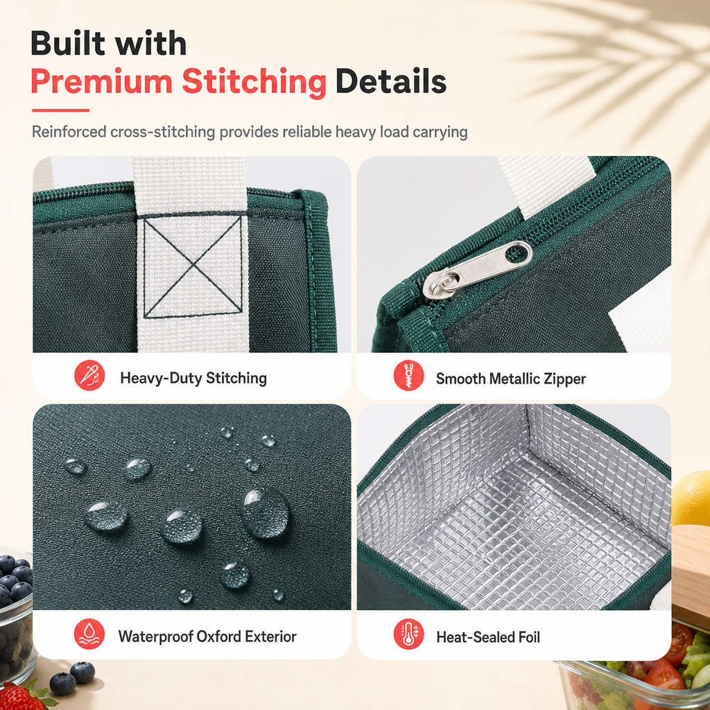 🥗 Keep Meals Fresh All Day! Insulated Thickened Lunch Bag