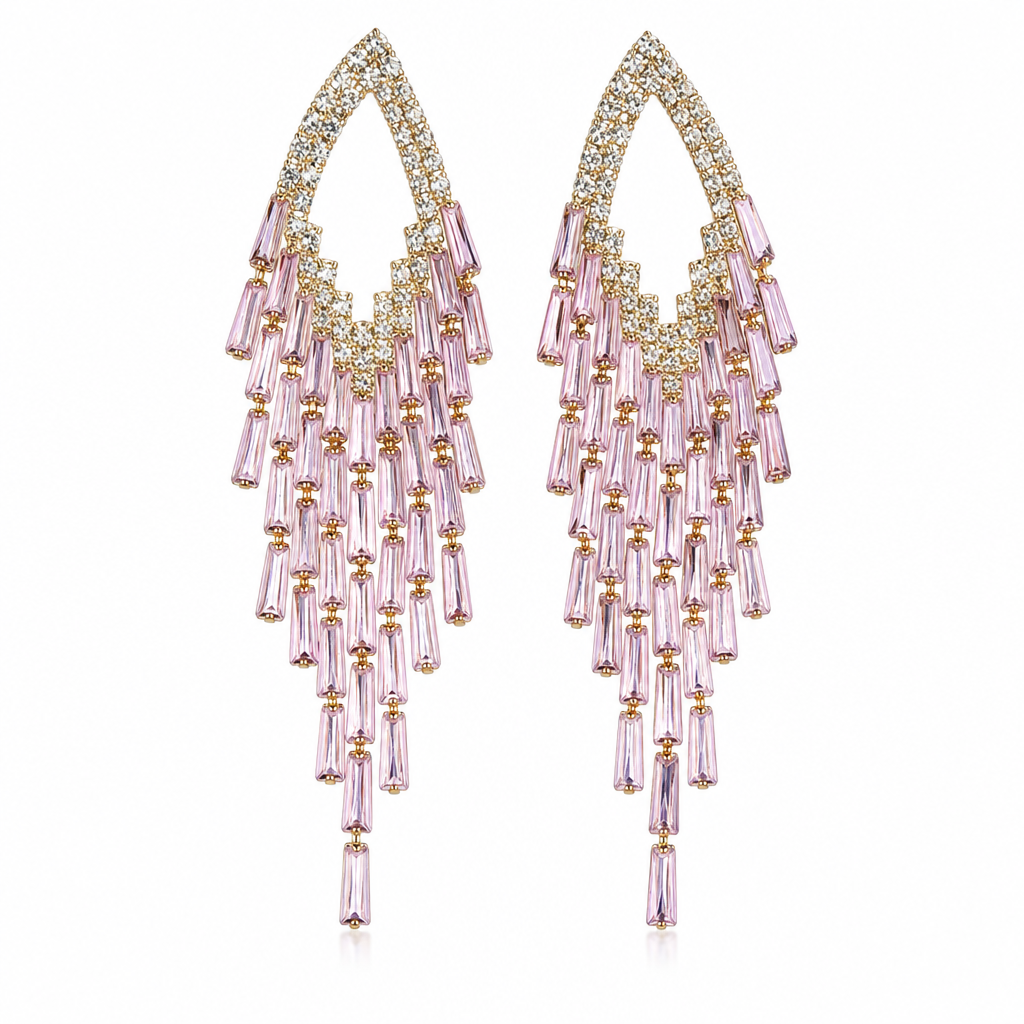 ⏳Limited-time 50% off⏰Rhombus Cubic Zirconia Tassel Drop Earrings🦚