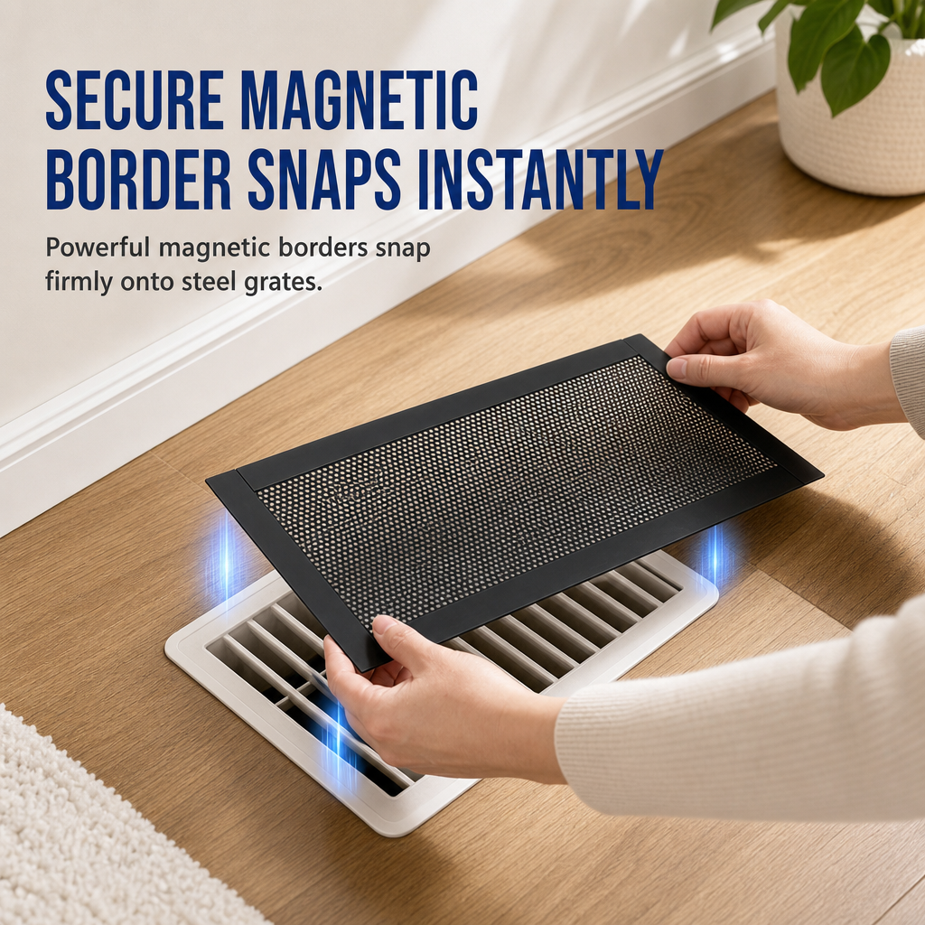 Magnetic Floor Vent Cover PVC Mesh Screen for Home Wall and Ceiling Vents Dustproof Shield