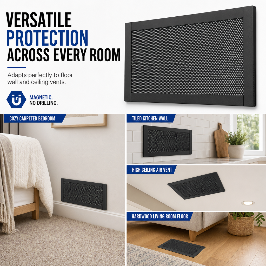 Magnetic Floor Vent Cover PVC Mesh Screen for Home Wall and Ceiling Vents Dustproof Shield