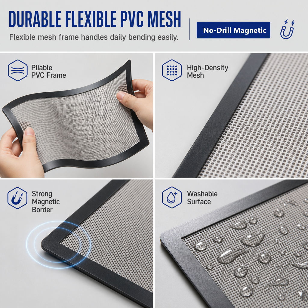 Magnetic Floor Vent Cover PVC Mesh Screen for Home Wall and Ceiling Vents Dustproof Shield