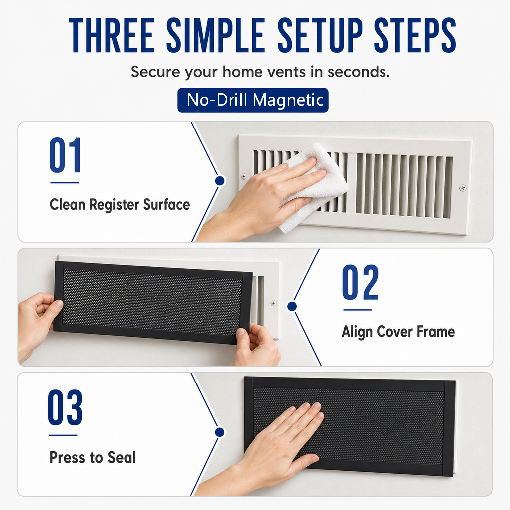 Magnetic Floor Vent Cover PVC Mesh Screen for Home Wall and Ceiling Vents Dustproof Shield