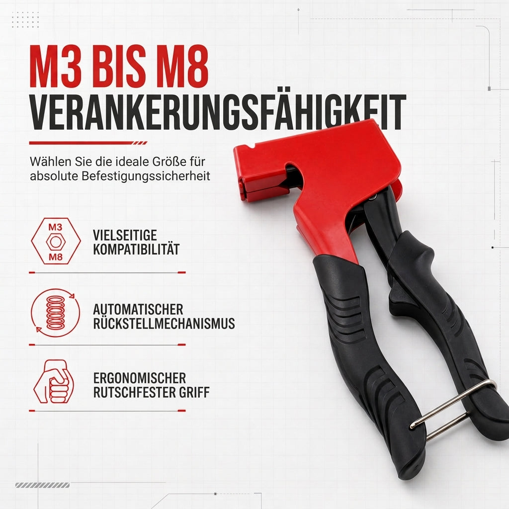 🔧 LIMITED-TIME 50% OFF 🏠 Rivet Nut Gun for M3-M8 Hollow Wall Anchors — Forged Carbon Steel
