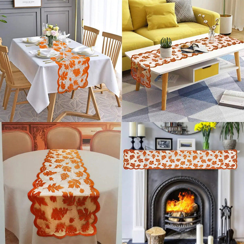 🍁 Save 50%! 🍽️ Maple Leaf Lace Table Set – Runner & placemats, autumn charm ✨
