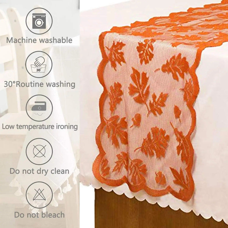 🍁 Save 50%! 🍽️ Maple Leaf Lace Table Set – Runner & placemats, autumn charm ✨