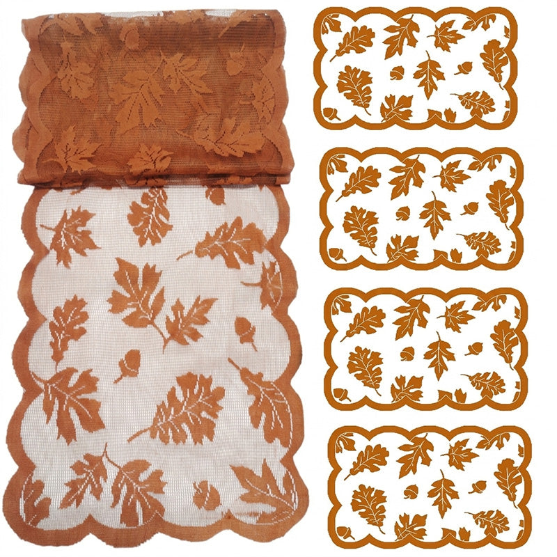 🍁 Save 50%! 🍽️ Maple Leaf Lace Table Set – Runner & placemats, autumn charm ✨