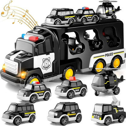 Police Truck Toys Toddlers 7 in 1 Truck Friction Power Toy Car Christmas Birthday Gifts for Boys & Girls 3-5 Years Old