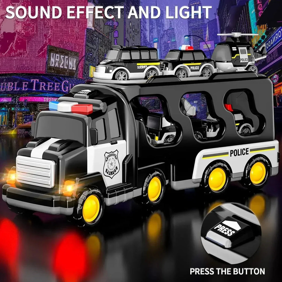 Police Truck Toys Toddlers 7 in 1 Truck Friction Power Toy Car Christmas Birthday Gifts for Boys & Girls 3-5 Years Old