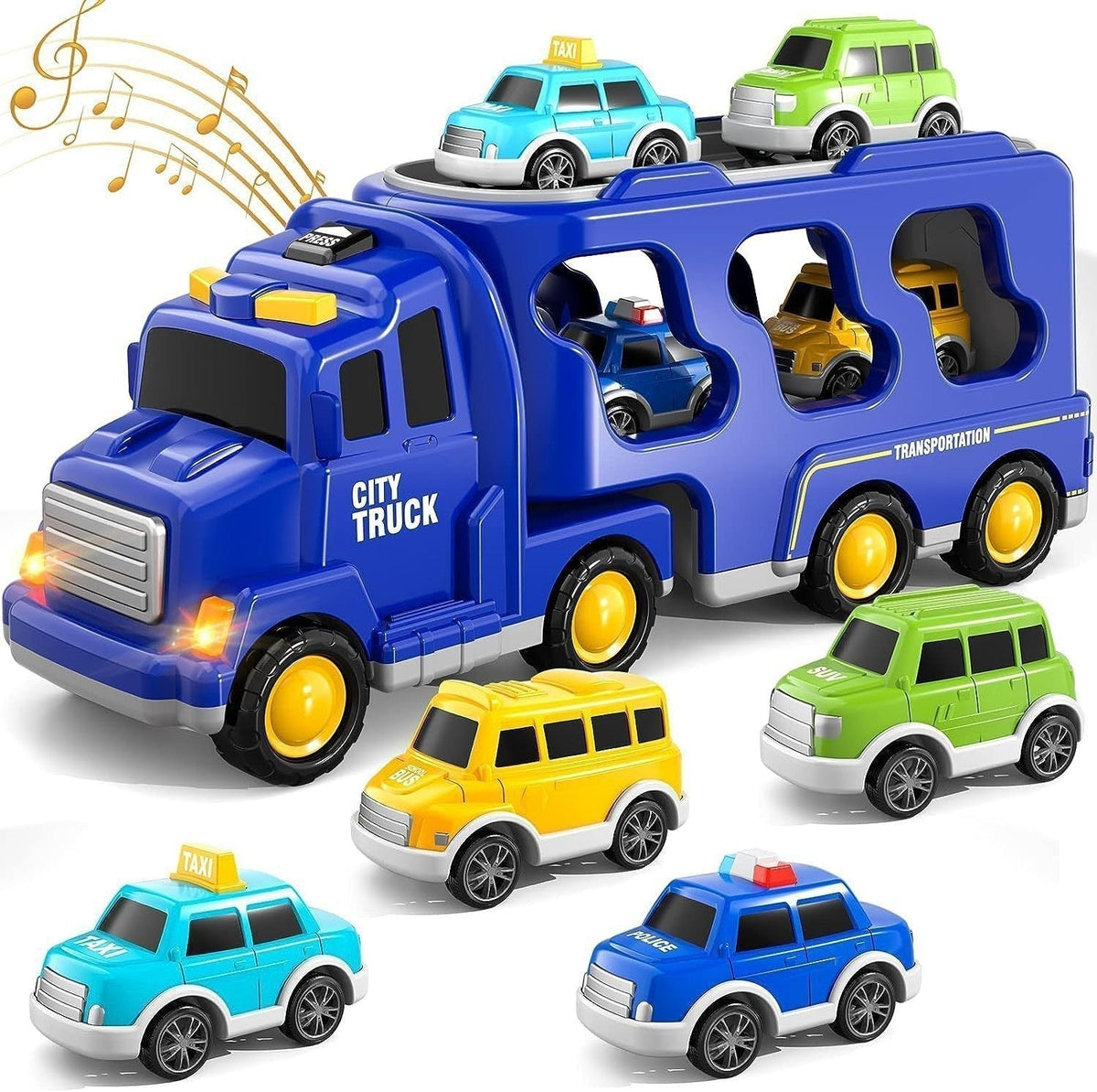 Police Truck Toys Toddlers 7 in 1 Truck Friction Power Toy Car Christmas Birthday Gifts for Boys & Girls 3-5 Years Old