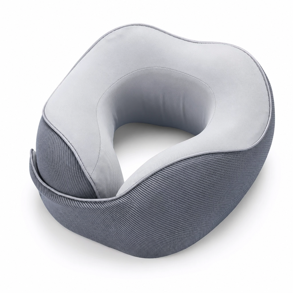 ⏳🔥LIMITED-TIME 50% OFF! ⏰Memory Foam U-Shaped Travel Neck Pillow with Ice Silk Cover and Magnetic Buckle for Portable Neck Support
