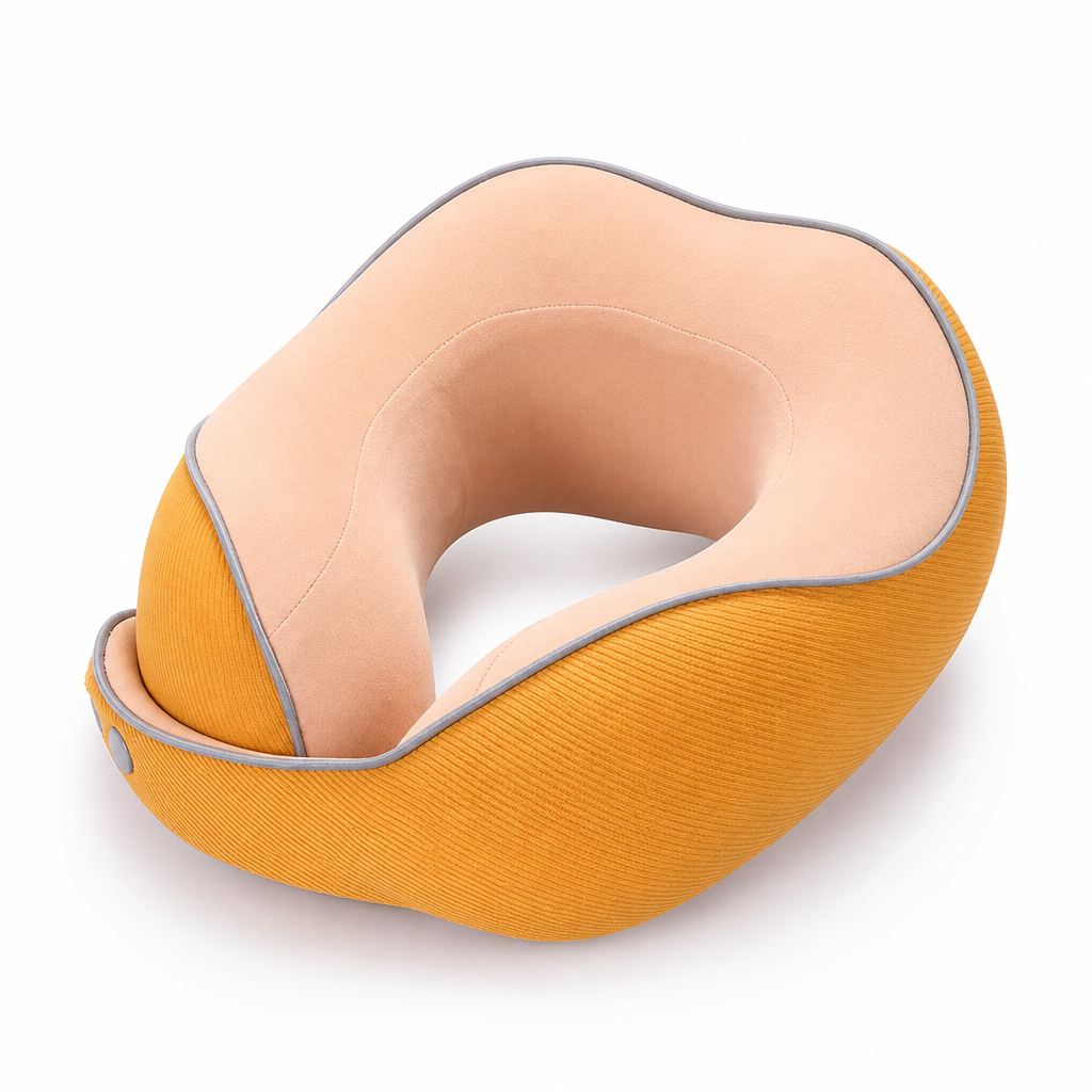 ⏳🔥LIMITED-TIME 50% OFF! ⏰Memory Foam U-Shaped Travel Neck Pillow with Ice Silk Cover and Magnetic Buckle for Portable Neck Support