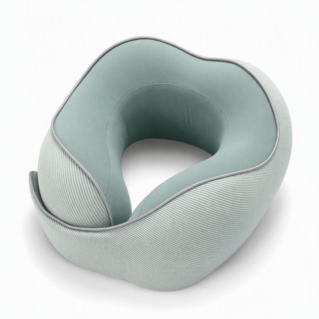 ⏳🔥LIMITED-TIME 50% OFF! ⏰Memory Foam U-Shaped Travel Neck Pillow with Ice Silk Cover and Magnetic Buckle for Portable Neck Support