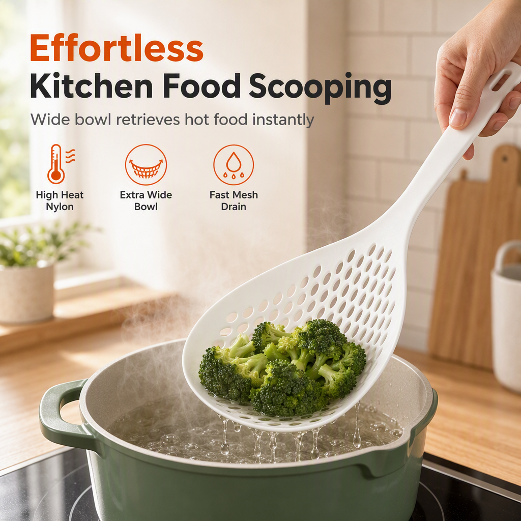 Large Nylon Kitchen Colander Strainer Spoon