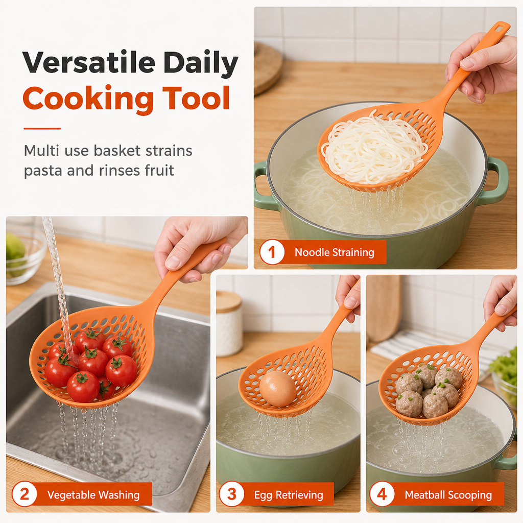 Large Nylon Kitchen Colander Strainer Spoon