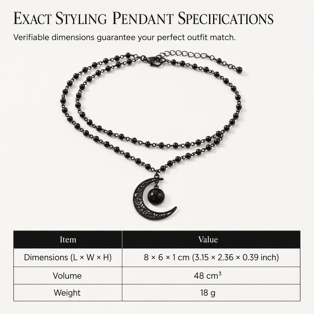 🎁New Arrivals 50% OFF💥Gothic Dark Crystal Beaded Chain Necklace with Hollow Out Moon Alloy Pendant