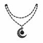 🎁New Arrivals 50% OFF💥Gothic Dark Crystal Beaded Chain Necklace with Hollow Out Moon Alloy Pendant