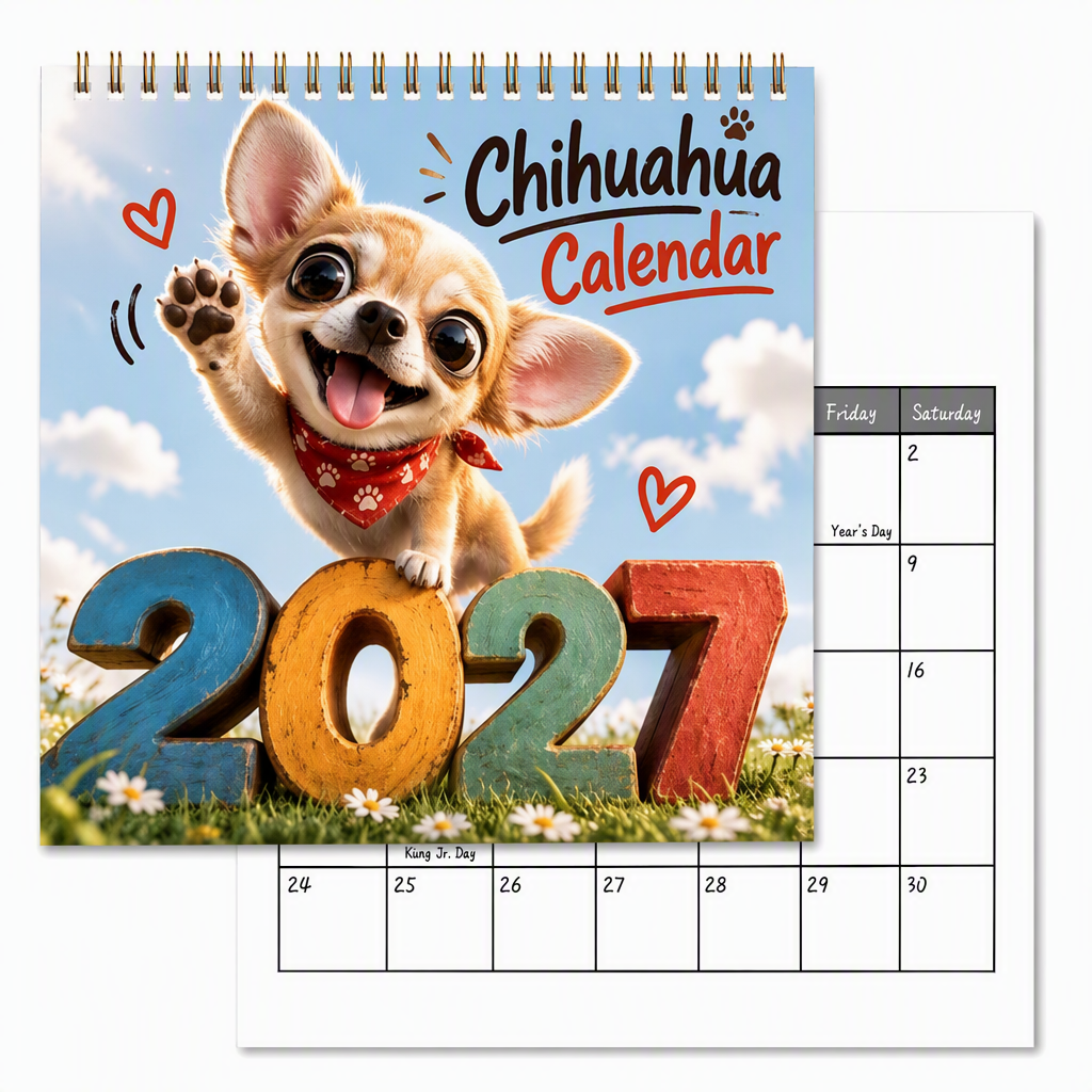 🎄🎁Christmas Sale - 50% Off 🐕Chihuahua 12 Month Wall Calendar