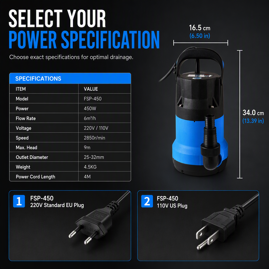 ⏳🔥LIMITED-TIME 50% OFF! ⏰450W Electric Submersible Clean Water Pump for Garden Irrigation and Drainage
