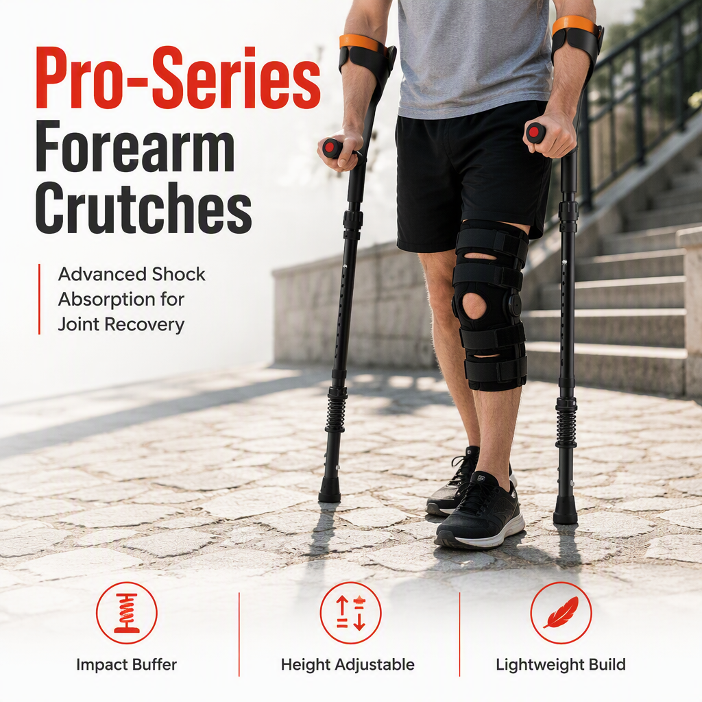 Folding Forearm Crutches Non Slip Elbow Crutches for Fracture Rehabilitation and Mobility Aid